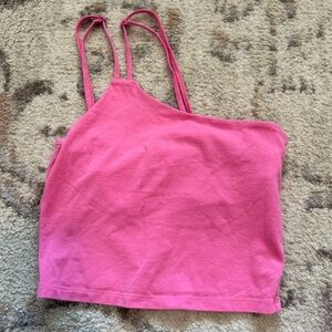Pink Asymmetrical Strap Tank Top